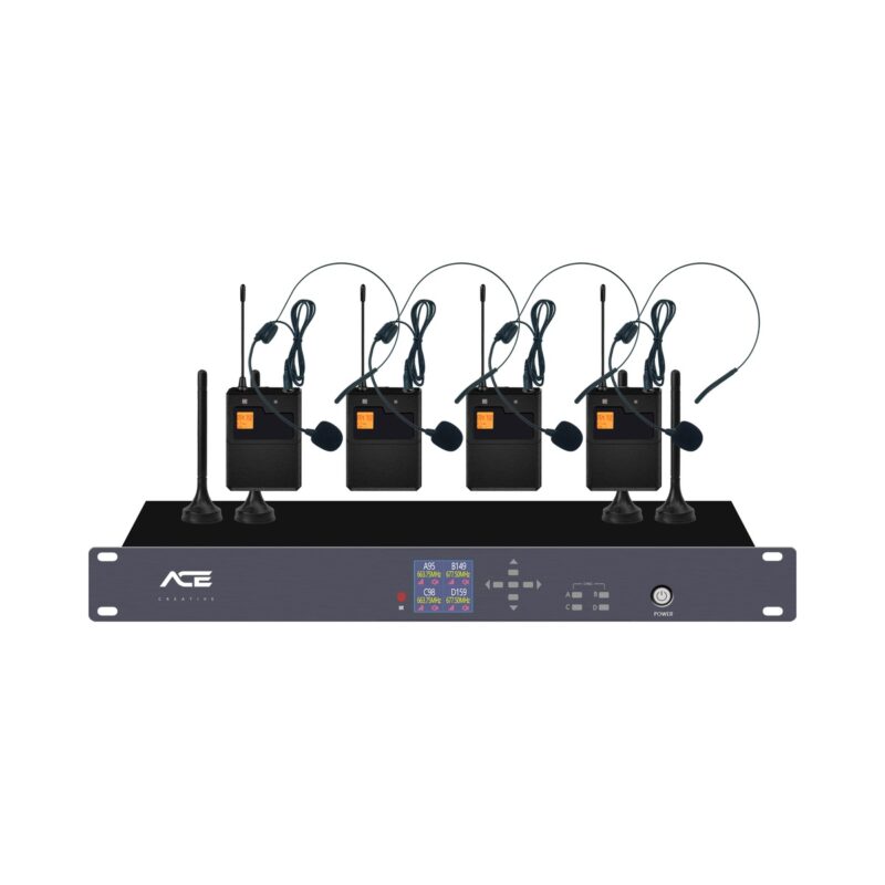 Bộ Micro Cài Đầu 4 Kênh Không Dây ACE W-400HS Chuyên Dụng 3 Bộ Micro Cài Đầu 4 Kênh Không Dây ACE W-400HS Chuyên Dụng - Chi tiết