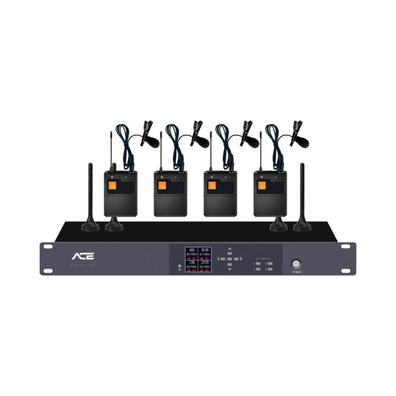 Hệ Thống Micro Cài Áo 4 Kênh ACE W-400LV Cho Đài Truyền Hình, Phỏng Vấn