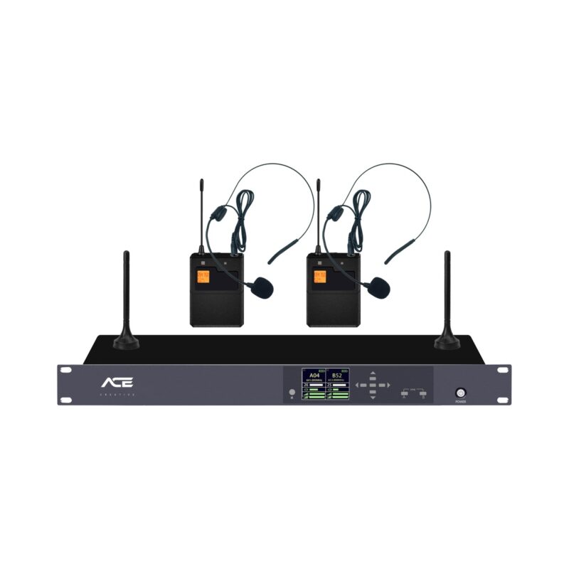Micro Không Dây Cài Đầu 2 Kênh ACE W-200HS Cho Diễn Giả, Sân Khấu