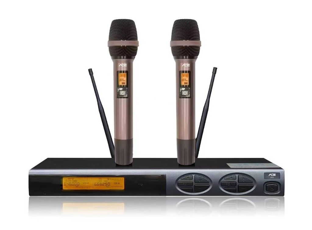 Microphone ACE A10 2 Microphone ACE A10 không dây UHF cao cấp chính hãng