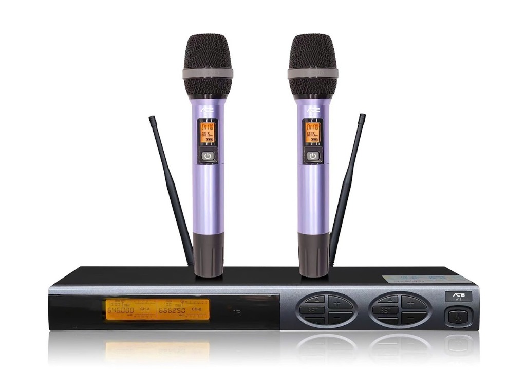 Microphone ACE A12 2 Microphone ACE A12 không dây UHF cao cấp chính hãng